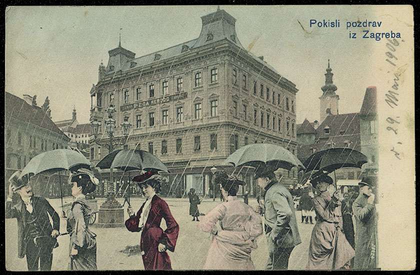 Razglednica Zagreb 1906. godine. Palača Pongratz